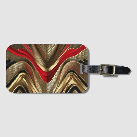 Gouden rug en rood patroon bagagelabel (Voorkant (horizontaal))