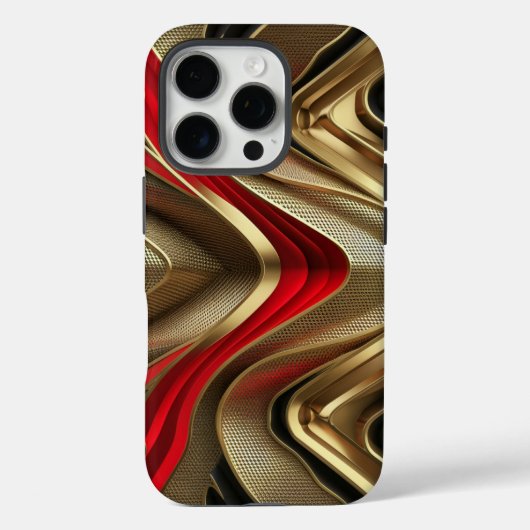 Gouden rug en rood patroon Case-Mate iPhone case (Achterkant)