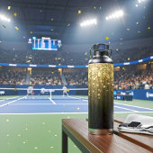 gouden ruimteregenboogsterstrips waterfles