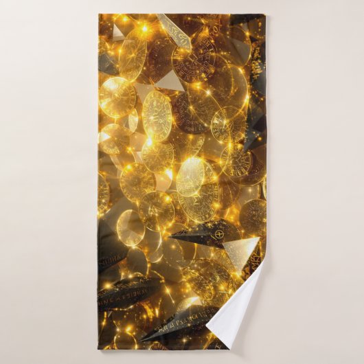 gouden runemunten badhanddoek (Badhanddoek)