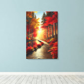 Gouden rust: een herfstbos canvasprint canvas afdruk (Insitu (Houten vloer))