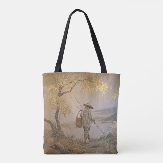 Gouden Rust met Japanse Visser Tote Bag (Achterkant)