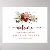 Gouden Rustieke Bloem Engagement Party Welkom   Poster (Voorkant)