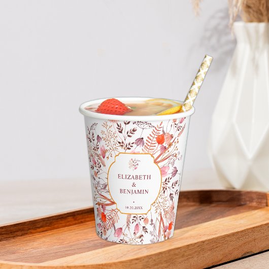 Gouden Rustieke Boho Chic Herfst Wilde Bloemen Bru Papieren Bekers