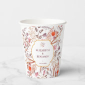 Gouden Rustieke Boho Chic Herfst Wilde Bloemen Bru Papieren Bekers (Achterkant)