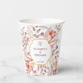 Gouden Rustieke Boho Chic Herfst Wilde Bloemen Bru Papieren Bekers (Voorkant)