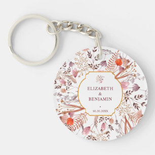 Gouden Rustieke Boho Chic Wilde Bloemen Trouw Favo Sleutelhanger