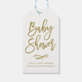 Gouden rustieke Hand Lettering Baby shower Party F Cadeaulabel (Voorkant)