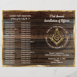 Gouden rustieke Houten Bifold Masonic Programma Sj