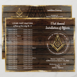Gouden rustieke Houten Bifold Masonic Programma Sj