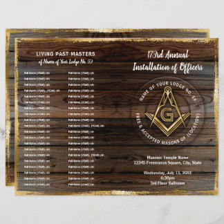 Gouden rustieke Houten Bifold Masonic Programma Sj