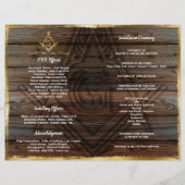Gouden rustieke Houten Bifold Masonic Programma Sj (Achterkant)