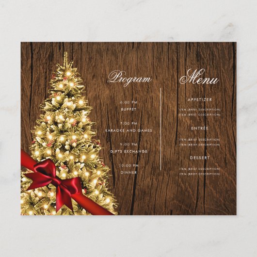 Gouden rustieke kerstboom nodigen programma uit Me Flyer (Achterkant)
