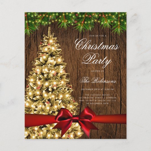 Gouden rustieke kerstboom nodigen programma uit Me Flyer (Voorkant)