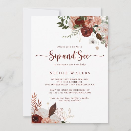 Gouden rustieke kleurrijke bloemen sip en zie kaart (Voorkant)