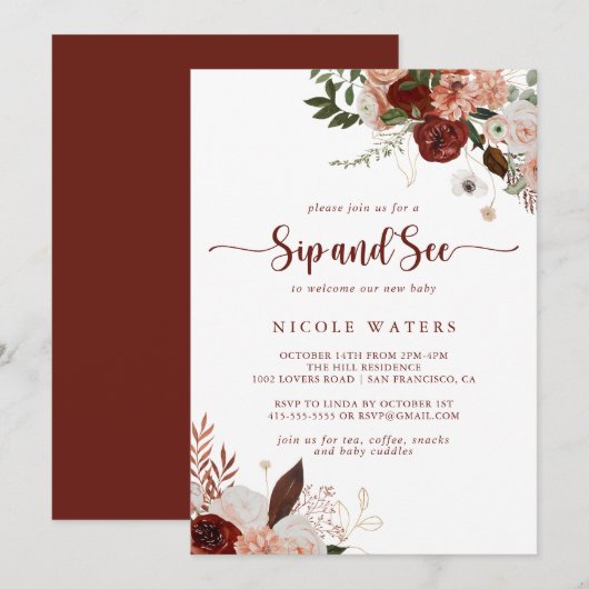 Gouden rustieke kleurrijke bloemen sip en zie kaart (Voorkant / Achterkant)