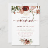 Gouden rustieke kleurrijke bloemenbruiloft brunch kaart (Voorkant)