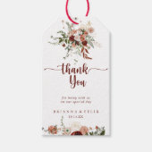 Gouden rustieke kleurrijke bloemenbruiloft dank u cadeaulabel (Voorkant)