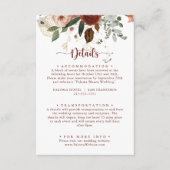 Gouden rustieke kleurrijke bloemenbruiloft Details Informatiekaartje (Voorkant)