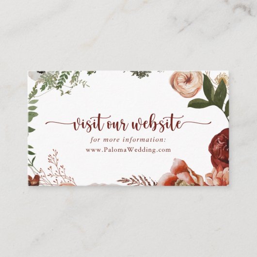 Gouden rustieke kleurrijke bloemenbruiloft website informatiekaartje (Voorkant)