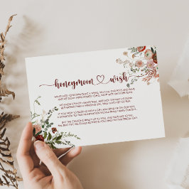 Gouden rustieke Kleurrijke Floral Honeymoon Wish Informatiekaartje