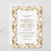 Gouden rustieke landelijke boerderij geruite bruil kaart (Voorkant)