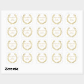 Gouden rustieke Laurel krans gepersonaliseerd dank Vierkante Sticker (Vel)