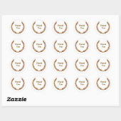 Gouden rustieke laurierkrans dank u ronde sticker (Vel)