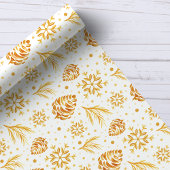 Gouden Rustieke Pijnappel Kerstmis Cadeaupapier