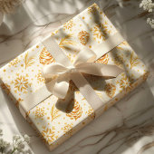 Gouden Rustieke Pijnappel Kerstmis Cadeaupapier
