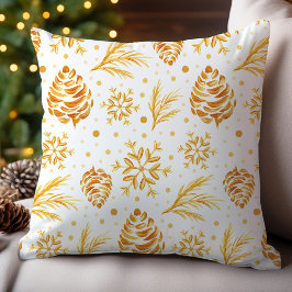 Gouden Rustieke Pijnboom Kerst Kussen