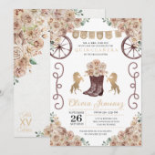 Gouden rustieke Westerne cowboylaarzen Quinceañera Kaart (Voorkant / Achterkant)