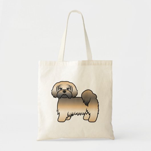 Gouden Sable Gele Lhasa Apso Cartoon Hond Tote Bag (Voorkant)