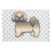 Gouden Sable Lhasa Apso Schattige Cartoon Hond Kussensloop (Voorkant-Links)