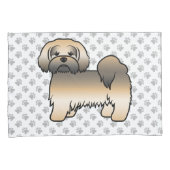Gouden Sable Lhasa Apso Schattige Cartoon Hond Kussensloop (Voorkant-Rechts)
