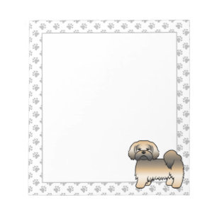 Gouden Sable Lhasa Apso Schattige Cartoon Hond Notitieblok