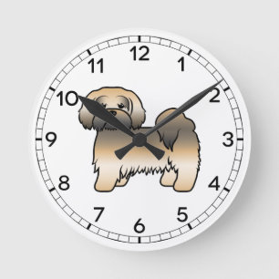 Gouden Sable Lhasa Apso Schattige Cartoon Hond Ronde Klok