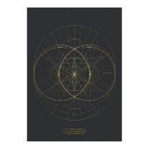 Gouden Sacred Geometry Ster Kompas Kunstprint