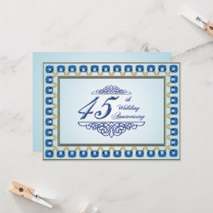 Gouden saffierblauw 45ste huwelijksverjaardag kaart