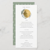 Gouden Saga Groene Bloemenkrans Trouw Menu Kaart (Voorkant / Achterkant)