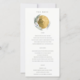 Gouden Saga Groene Bloemenkrans Trouw Menu Kaart