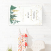 Gouden Sage Groene Bos Bomen Bijbel Verse Bruiloft Spandoek (Insitu)