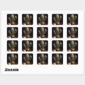 Gouden Saguaro Cactus Met Ingelegde Robijnen Vierkante Sticker (Vel)