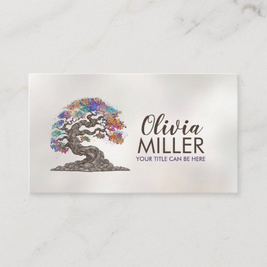 Gouden Sakura Boom - Kleurrijke bloesem Visitekaartje (Voorkant)