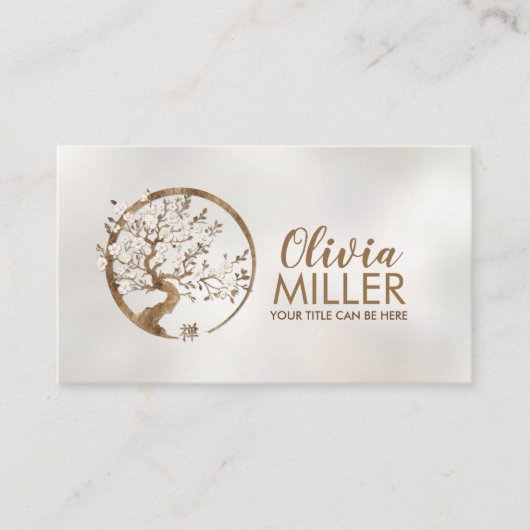 Gouden Sakura Boom - Parelbloesem Visitekaartje (Voorkant)