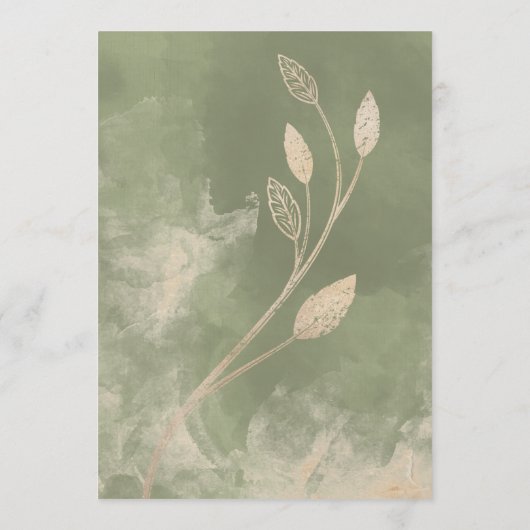 Gouden Salie Groen Bloemen Bruiloft Menu (Achterkant)