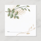 Gouden Salie Groen Bloemen Datum Nacht Kaart Vierkante Visitekaartje (Achterkant)