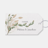 Gouden Saliegroen Bloem Bruiloft Geschenklabels Cadeaulabel (Voorkant (Horizontaal))