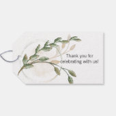 Gouden Saliegroen Bloem Bruiloft Geschenklabels Cadeaulabel (Achterkant Horizontaal)