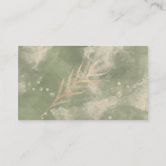 Gouden Saliegroen Bloem Bruiloft Plaatskaart Plaatskaartje (Achterkant)